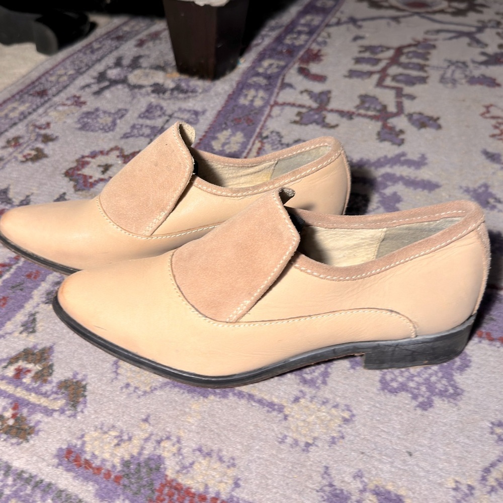 Free People Brady Cream Loafers Size 38 leather casual low cut bootie
